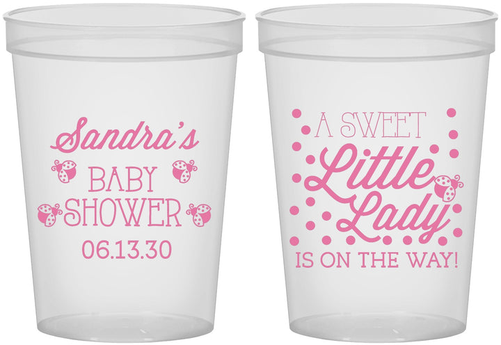 Custom Baby Shower 16 oz Translucent Cups - Sweet Little Lady | 90024