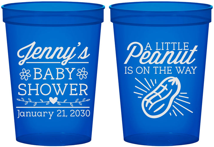 Custom Baby Shower 16 oz Translucent Cups - Peanut On The Way | 90025