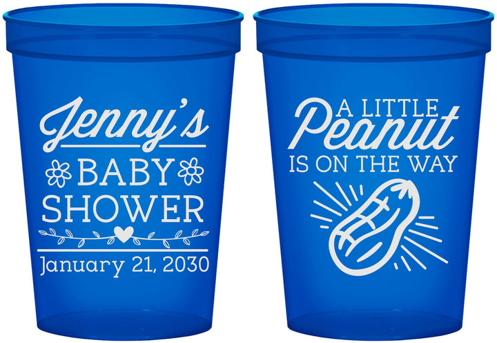 Custom Baby Shower 16 oz Translucent Cups - Peanut On The Way | 90025
