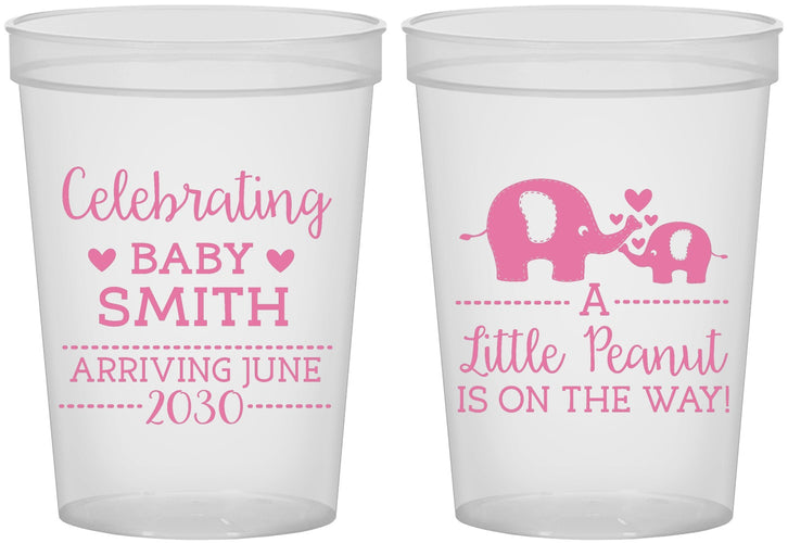 Custom Baby Shower 16 oz Translucent Cups - Peanut On The Way | 90027