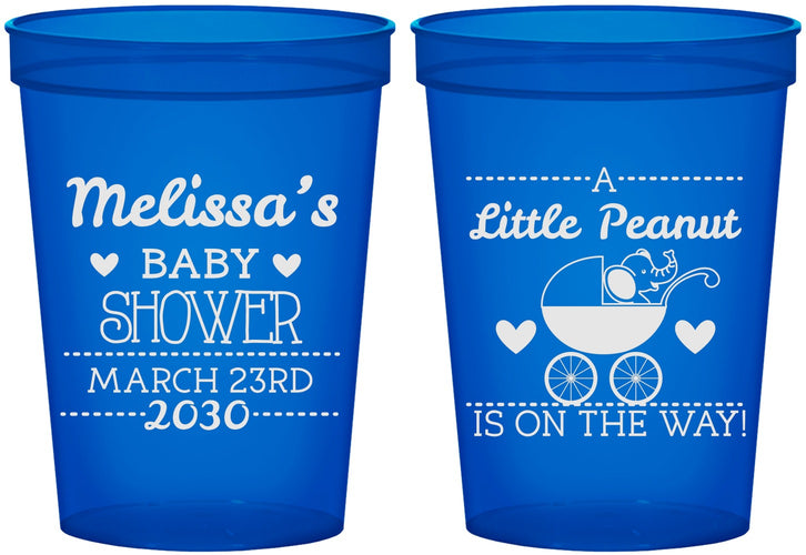 Custom Baby Shower 16 oz Translucent Cups - Peanut On The Way | 90028