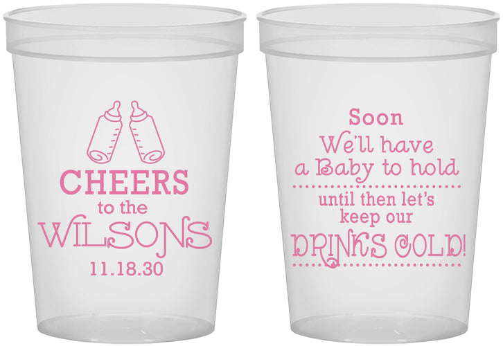 Custom Baby Shower 16 oz Translucent Cups - Cheers Bottle | 90031
