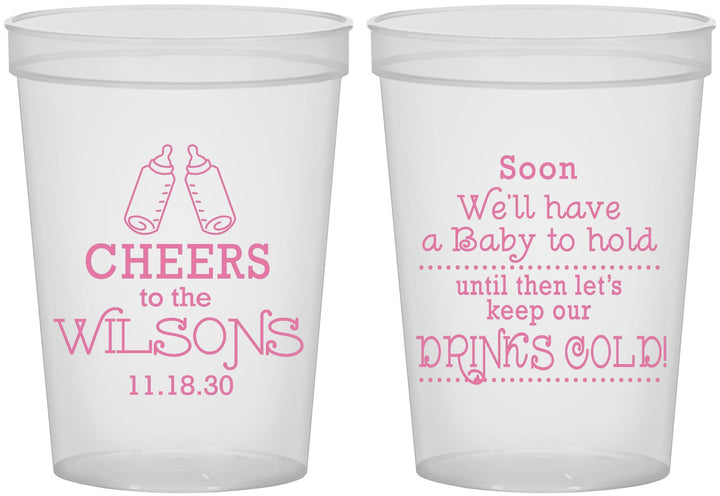 Custom Baby Shower 16 oz Translucent Cups - Cheers Bottle | 90031