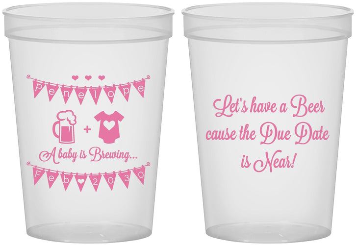 Custom Baby Shower 16 oz Translucent Cups - Beer Due Date Is Near | 90032