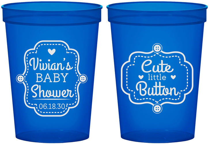 Custom Baby Shower 16 oz Translucent Cups - Cute Little Button | 90035