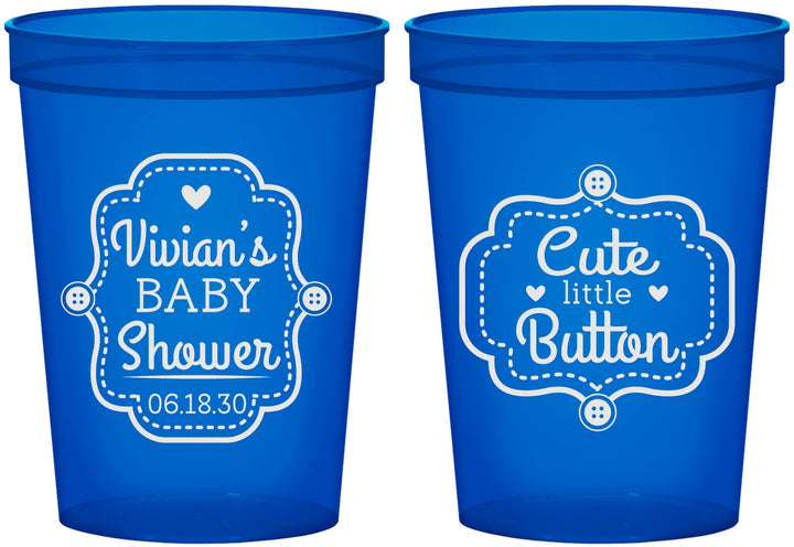Custom Baby Shower 16 oz Translucent Cups - Cute Little Button | 90035