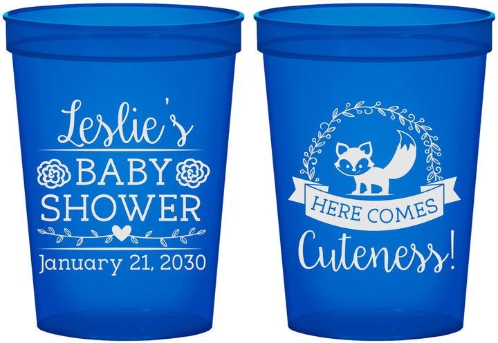 Custom Baby Shower 16 oz Translucent Cups - Fox Cuteness | 90036