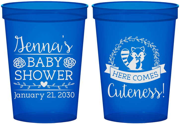 Custom Baby Shower 16 oz Translucent Cups - Racoon Cuteness | 90037