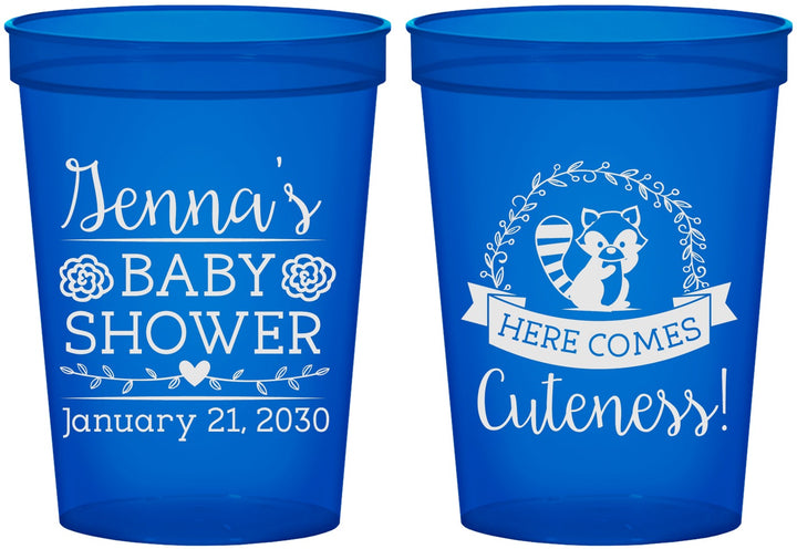 Custom Baby Shower 16 oz Translucent Cups - Racoon Cuteness | 90037