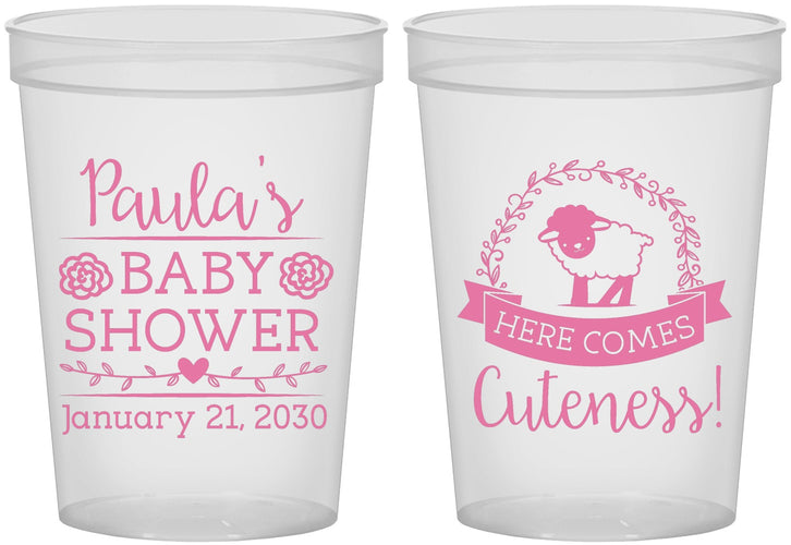 Custom Baby Shower 16 oz Translucent Cups - Lamb Cuteness | 90038