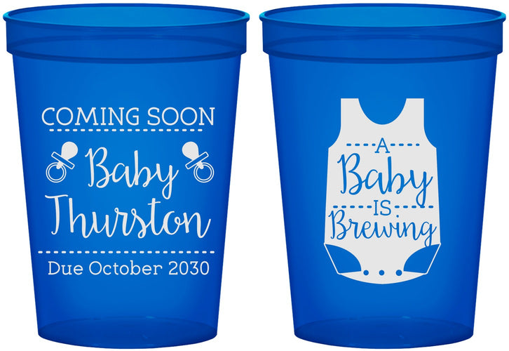 Custom Baby Shower 16 oz Translucent Cups - Baby Is Brewing | 90039