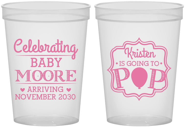 Custom Baby Shower 16 oz Translucent Cups - Going To Pop | 90040