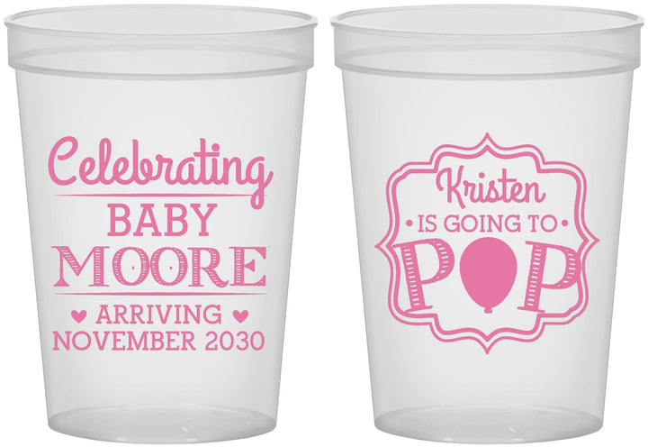 Custom Baby Shower 16 oz Translucent Cups - Going To Pop | 90040