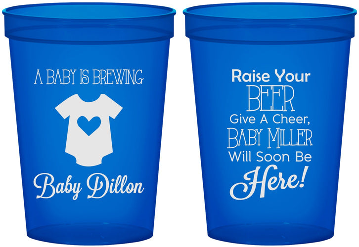 Custom Baby Shower 16 oz Translucent Cups - Baby Is Brewing | 90041