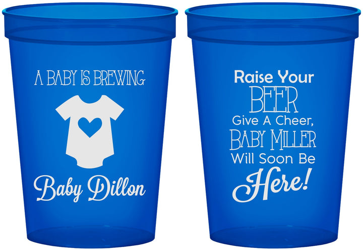Custom Baby Shower 16 oz Translucent Cups - Baby Is Brewing | 90041