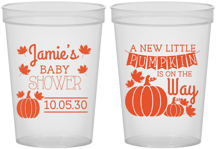 Custom Baby Shower 16 oz Translucent Cups - Pumpkin On The Way | 90042