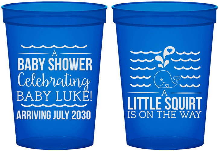 Custom Baby Shower 16 oz Translucent Cups - Little Squirt On The Way | 90043