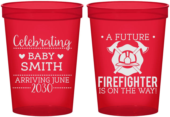Custom Baby Shower 16 oz Translucent Cups - Future Firefighter | 90048