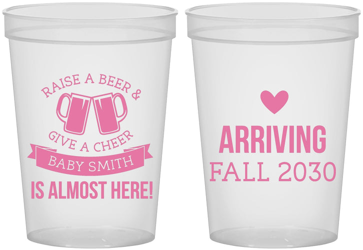 Custom Baby Shower 16 oz Translucent Cups - Raise A Beer | 90049
