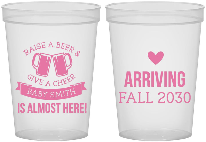 Custom Baby Shower 16 oz Translucent Cups - Raise A Beer | 90049