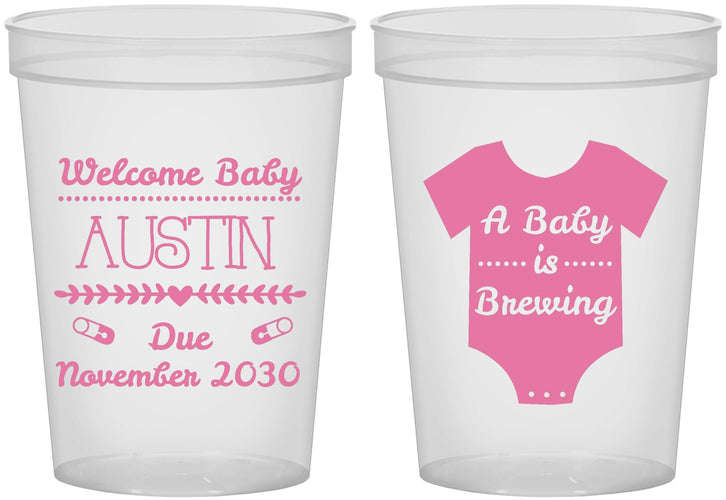 Custom Baby Shower 16 oz Translucent Cups - Baby Is Brewing | 90050
