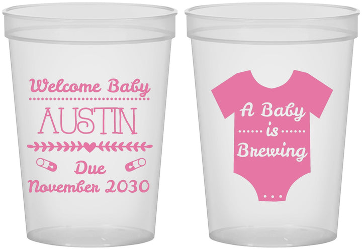Custom Baby Shower 16 oz Translucent Cups - Baby Is Brewing | 90050