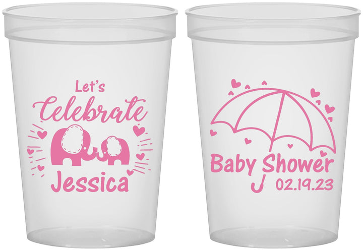 Custom Baby Shower 16 oz Translucent Cups - Elephant Lets Celebrate | 90058