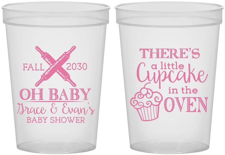 Custom Baby Shower 16 oz Translucent Cups - Cupcake In The Oven | 90059