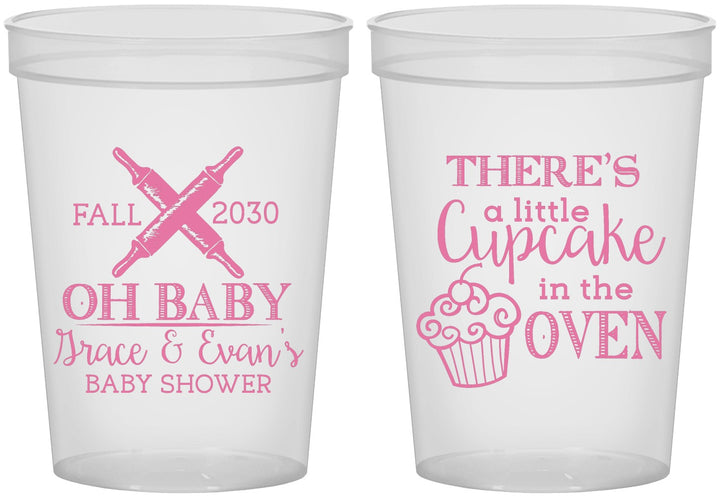 Custom Baby Shower 16 oz Translucent Cups - Cupcake In The Oven | 90059