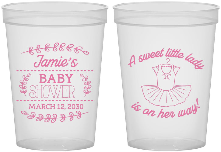 Custom Baby Shower 16 oz Translucent Cups - Sweet Little Lady | 90061