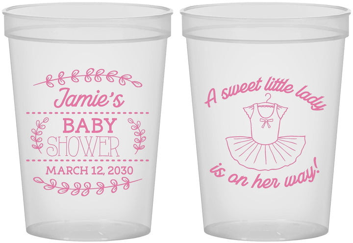 Custom Baby Shower 16 oz Translucent Cups - Sweet Little Lady | 90061