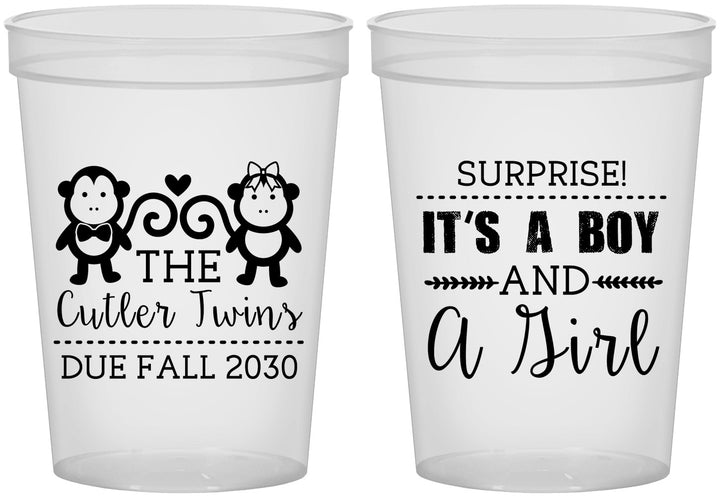 Custom Baby Shower 16 oz Translucent Cups - Gender Reveal Boy Or Girl | 90063