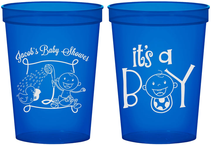 Custom Baby Shower 16 oz Translucent Cups - It’s A Boy | 90076