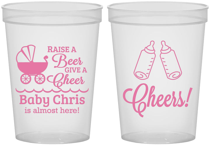 Custom Baby Shower 16 oz Translucent Cups - Raise A Beer | 90081
