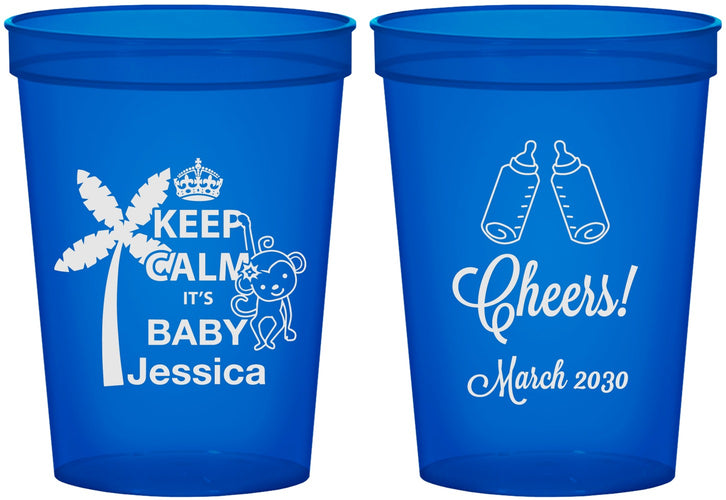 Custom Baby Shower 16 oz Translucent Cups - Baby Monkey | 90082