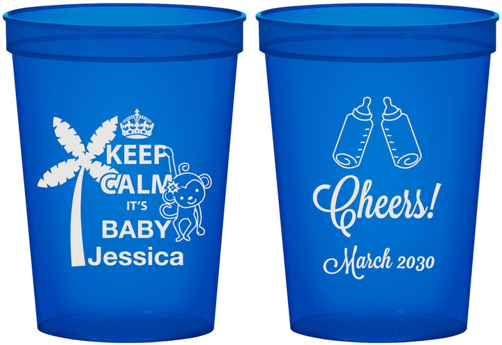 Custom Baby Shower 16 oz Translucent Cups - Baby Monkey | 90082