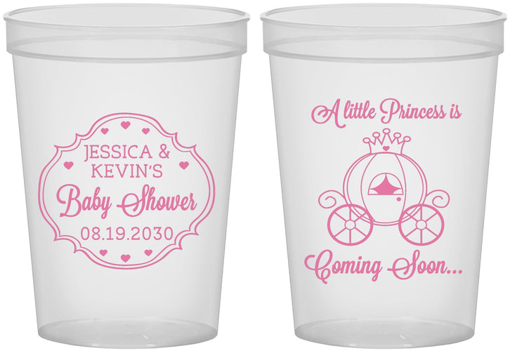 Custom Baby Shower 16 oz Translucent Cups - Princess Coming Soon | 90085