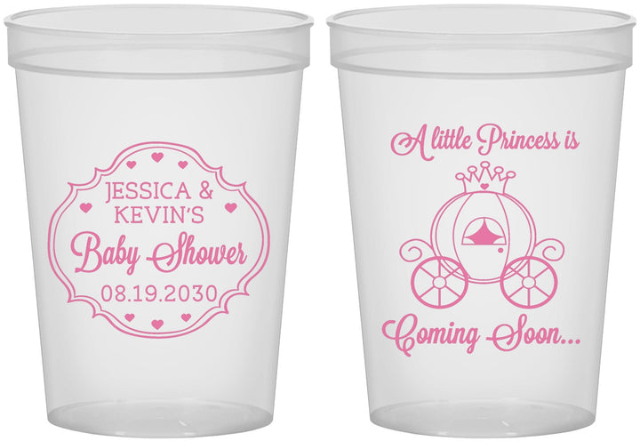 Custom Baby Shower 16 oz Translucent Cups - Princess Coming Soon | 90085