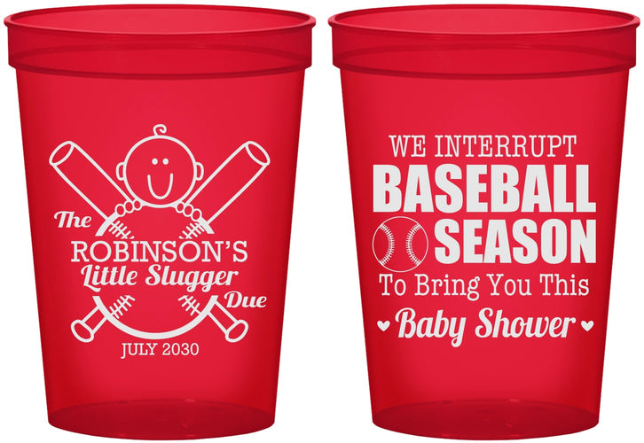 Custom Baby Shower 16 oz Translucent Cups - Baseball | 90090