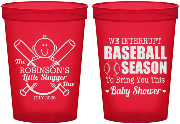 Custom Baby Shower 16 oz Translucent Cups - Baseball | 90090