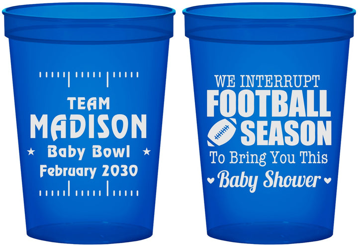 Custom Baby Shower 16 oz Translucent Cups - Football | 90091