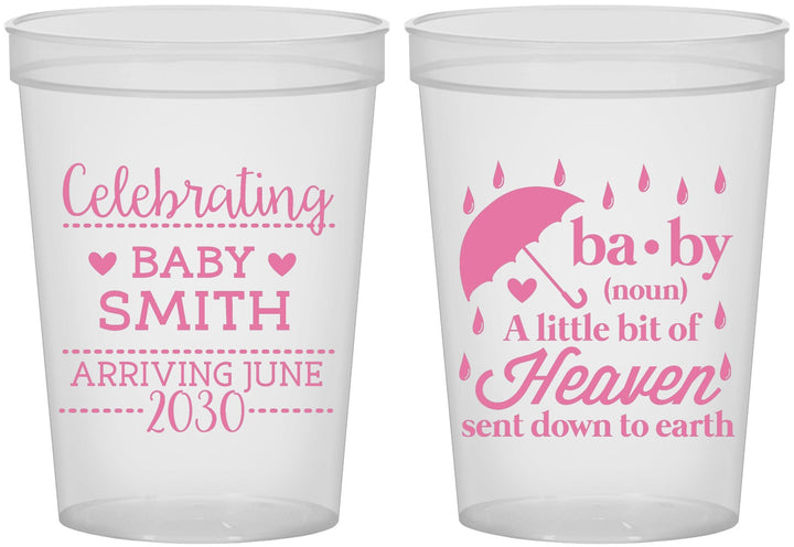 Custom Baby Shower 16 oz Translucent Cups - Little Bit Of Heaven | 90095