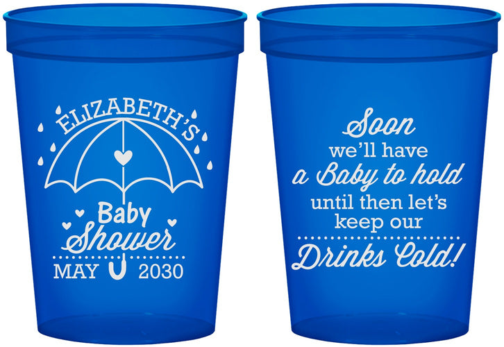 Custom Baby Shower 16 oz Translucent Cups - April Showers May Babies | 90098