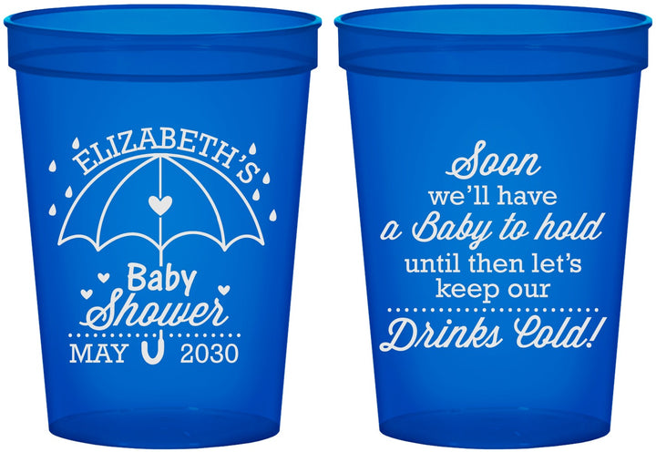 Custom Baby Shower 16 oz Translucent Cups - April Showers May Babies | 90098