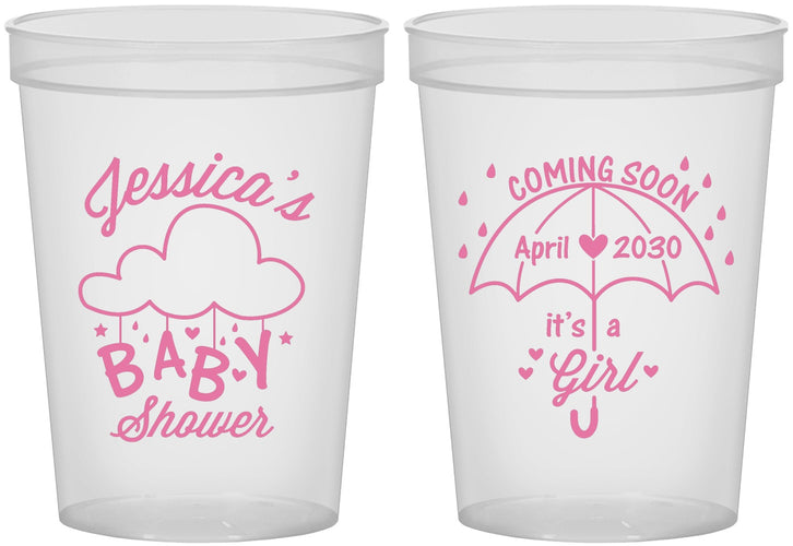 Custom Baby Shower 16 oz Translucent Cups - April Showers May Babies | 90099