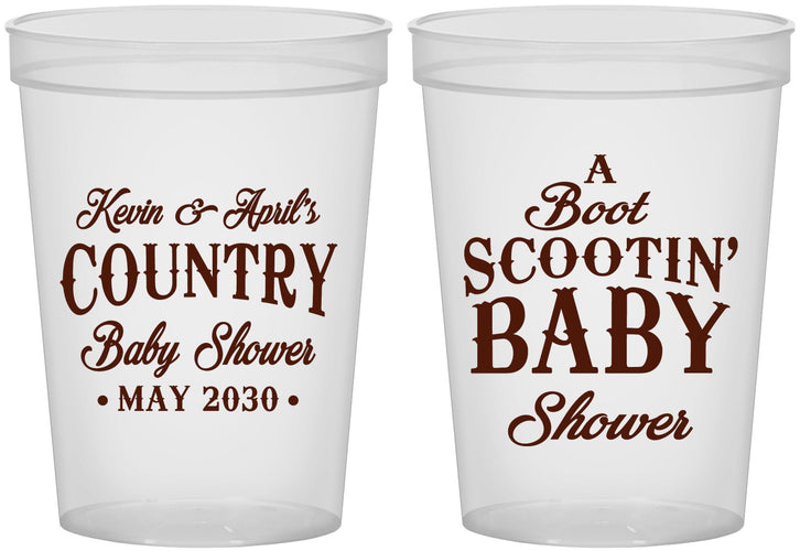 Custom Baby Shower 16 oz Translucent Cups - Boot Scootin | 90100
