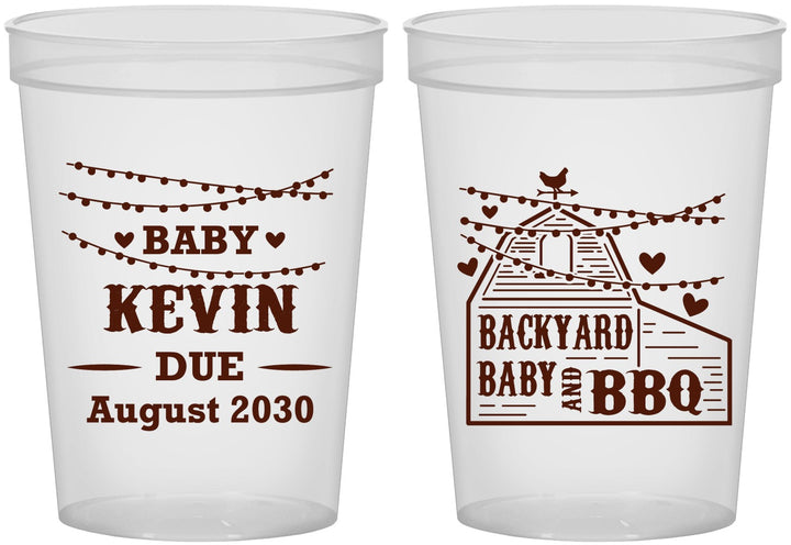Custom Baby Shower 16 oz Translucent Cups - Baby And Bbq | 90101