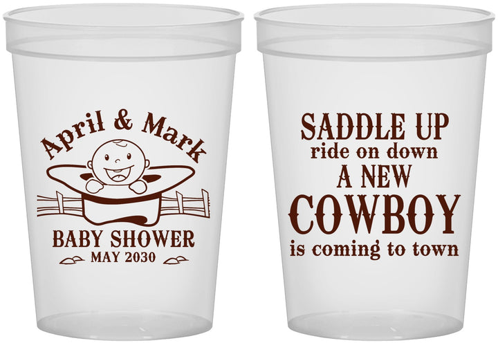 Custom Baby Shower 16 oz Translucent Cups - New Cowboy | 90104