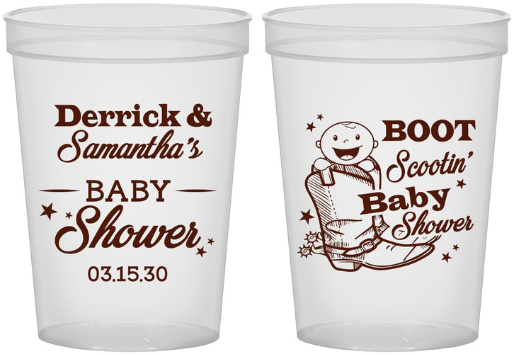 Custom Baby Shower 16 oz Translucent Cups - Boot Scootin | 90106