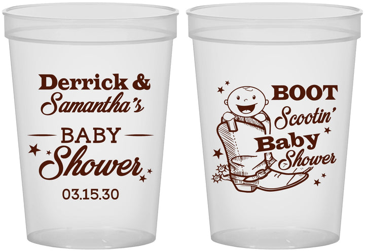Custom Baby Shower 16 oz Translucent Cups - Boot Scootin | 90106